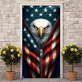 preiswerte Garage- und Türbanner-Unabhängigkeitstag Türdekorationen Türabdeckungen Amerikanische patriotische Adler Türwandteppich Türvorhang Dekoration Fotohintergrund Innen/Außen Türbanner für Haustür Bauernhaus