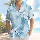 halpa Trooppiset kasvit-Miesten Kasvit Trooppinen lehti Havaiji paita Button Up paita Havaijilaispaita Lyhythihainen Havaijilainen Pyhäpäivä Ranta-asut Kesä Kevät Sänkyjen avaus 3D-tulostus kauluspaidat Edessä yksi tasku