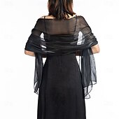 お買い得  結婚式のゲストラップ-フォーマルな夜のパーティーのための女性用シアークレープショールとラップ、女性用ソフトシマー軽量旅行フェスティバルショール