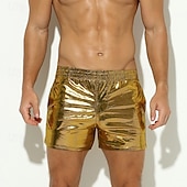 cheap Bottoms-Retro Vintage 1980s Rave Shorts Disco Shiny Latex Patent Metallic Fancy Dress Men&#039;s Halloween Carnival Music Festival Pride Parade Gay Club Adults&#039; Shorts Summer
