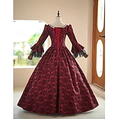 abordables Robes-ancien Rococo Renaissance Maxi Robe Normal Juliette Princesse Mariée Plissé Volanté Princesse Col rond Déguisement Femmes Halloween Carnaval Mascarade Soirée Halloween Performance Adultes