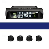 abordables Outils de réparation pour véhicule-Système de surveillance de la pression des pneus solaire TPMS pour voiture – Affichage sans fil avec alarme de température et de pression, chargement USB, 4 capteurs