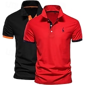 levne Pánské sportovní polo-Pánské polo tričko s krátkým rukávem, 2 ks, ležérní, s klopou, pohodlné, s ozdobným potiskem &amp;vyšívané základní letní polo tričko regular fit