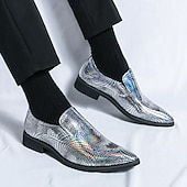 abordables Semi-formel-Chaussures à enfiler pour hommes à imprimé serpent métallisé turquoise - tendance, modernes, parfaites pour les sorties décontractées et les événements avant-gardistes