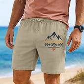 baratos Feriado-Homens Calção Shorts de verão Shorts de praia Com Cordão Cintura elástica Imprimir Geométrica Conforto Respirável Comprimento do joelho Ao ar livre Feriado Para Noite Férias Havaiana Branco Verde