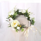 billige Tilbehør til hårstyling-bohemsk hårtilbehør skogsblomst bryllupspannebånd grøntområder blomsterkrone krans fotorekvisitt
