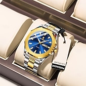 economico Orologi al quarzo-Orologio da polso di lusso da uomo, impermeabile, luminoso, con settimana e data, originale, in acciaio inossidabile, sportivo, al quarzo, da uomo.