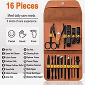 economico Cura Personale &amp; Salute-Kit per pedicure con tagliaunghie professionale 16 in 1, set per manicure, strumenti per la cura delle unghie in acciaio inossidabile, kit per la cura delle unghie con lussuosa custodia da viaggio in