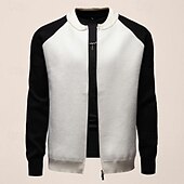 preiswerte Lässige Jacken-Herren übergangsjacke Collegejacke Täglich Tasche Ganzjahres Farbblock Mode Stehkragen Regulär Schwarz Weiß Grau Jacken
