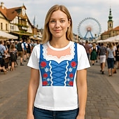 olcso pólók-Októberi fesztivál Dirndl nyomtatás Póló bajor München Német Grafikus Kompatibilitás Női Felnőttek Októberi fesztivál 3D nyomtatás Alkalmi / Napi