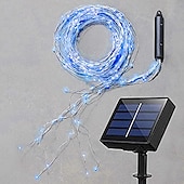 baratos Luzes solares de corda-1 Pc String Light de Fio de Cobre Solar à Prova D&#039;água Luz de Corrente de Luz Streaming Luz de Cascata 2M-200 Feixes de LED Jardim Decoração de Atmosfera para Casamento Festival Interno e Externo