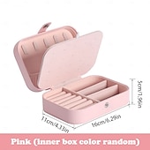 levne Skladování šperků-Dvouvrstvý přenosný organizér na šperkovnice na náušnice, náhrdelníky, prsteny, jednoduchý elegantní cestovní pouzdro na šperky, antioxidační úložný box pro ženy