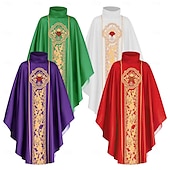 billige Kapper &amp; Kappene-Retro / vintage Kostymer i middelalderstil Renessanse Kappe Cassock Prest Printer Herre Halloween Karneval Maskerade Voksen Kappe