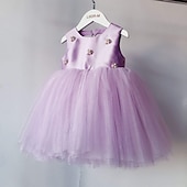 cheap Party Dresses-Kids Girls&#039; Party Dress Solid Color Sleeveless Performance Mesh Princess Sweet Mesh Mid-Calf Sheath Dress Tulle Dress Summer Spring Fall kids Pink Sky Blue Purple