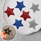 abordables Accesorios para el peinado del cabello-6 pinzas para el pelo del 4 de julio para mujer, accesorios para el cabello con broche de estrella rojo, blanco y azul con purpurina, pinzas para el pelo patrióticas, pasadores planos para el Día de