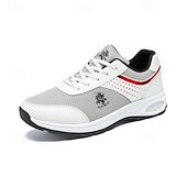 cheap Men&#039;s Sneakers-Men&#039;s White and Grey Running Sneakers with Breathable Upper and Air Cushion - Sporty, Comfortable, Perfect for Running, Gym and Outdoor Activities