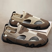 billiga Avslappnade sandaler-Herrsandaler Bruna Mesh-utomhussandaler med justerbara remmar och vadderad sula för vandring, strand och sommaräventyr