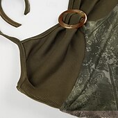 ieftine Topuri Boho-Pentru femei Cămașă Boho Bluză Floare Modern Boho Fără manșon Gâtul halter Topuri obișnuite Zilnic Concediu Ieșire Imprimeu Maro Trifoi Vară