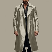 billiga Trenchcoat för män-Herr Imitationsläderjacka Övergångsjacka Utekväll Vår &amp; Höst Imitationsläder Vindtät jacka Ytterkläder Kläder Ensfärgat Kavajslag Dubbelknäppt