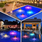 cheap Underwater Lights-2 Pcs Underwater Lights Floating Pool Light Solar LED Color Changing Light IP67 Waterproof  for Outdoor Hot Spring Ponds Gardens and Hot Tub Fountain Lights at SPA Parties