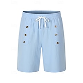 abordables Día festivo-Hombre Pantalón corto Pantalones cortos de lino Pantalones cortos de verano Pantalones cortos de playa Bolsillo Correa Cintura elástica Plano Comodidad Transpirable Corto Vacaciones Festivos Playa