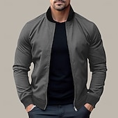 preiswerte Herrenjacken &amp; Herrenmäntel-Herren Bomberjacke übergangsjacke Täglich Leicht Tasche Frühling &amp; Herbst Klassisch Stehkragen Regulär Schwarz Gelb Rot Marineblau Königliches Blau Jacken