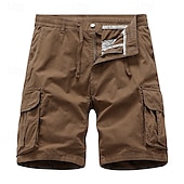 cheap Classic-Men&#039;s Cargo Shorts Shorts Summer Shorts Drawstring Elastic Waist Multi Pocket Plain Comfort Wearable Knee Length Outdoor Sport Daily Fashion Casual Black Yellow