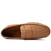 billiga Casual loafers-Vita herrloafers i konstläder med svart krokodilstruktur – eleganta och snygga slip-on-skor för semiformella evenemang, bröllop och avslappnade sammankomster