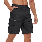 economico Classico-Per uomo Pantaloncini cargo Shorts Pantaloncini Estivi Elastico in vita Multi-tasche Tasca con Patta Semplice Comodità Indossabile Lunghezza al ginocchio All&#039;aperto Sport Quotidiano Moda Casual Nero