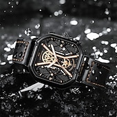 preiswerte Quarz-Uhren-Mode für Männer Armbanduhren Luxus Chronograph leuchtend wasserdicht Datum Mann Uhr quadratisches Zifferblatt Leder Quarz Herrenuhren