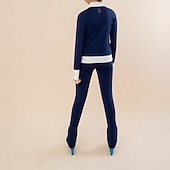 preiswerte Eiskunstlauf Trainingsoutfit-Eiskunstlauf Fleecejacke Eiskunstlaufhose Damen Mädchen Eiskunstlaufjacke Strumpfhose Oberteil Schwarz Rot Patchwork Daumenloch Spandex dehnbar Training Praxis