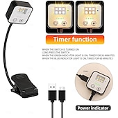 abordables Lampes de lecture-lampes de lecture rechargeables pour lire la nuit au lit 6 lampes de lecture à LED &amp;Fonction mémoire - 3 températures de couleur, 5 niveaux de luminosité réglables, lampes à pince légères pour les