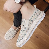 preiswerte Herrenpantoletten &amp; -slipper-Hellblaue Herren-Slipper aus Canvas mit geflochtener Sohle – lässiges und bequemes Schuhwerk für Sommer, Strand und Urlaub