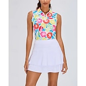 abordables Chemise pour femmes-US Open Femmes Chemise de tennis Sans manches Imprimé UPF50+ Séchage Rapide Tennis Le golf Badminton Col zippé Fruit T-shirt Top Bleu Vêtements de tennis
