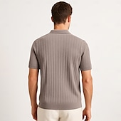 economico Polo classica da uomo-Per uomo Polo Maglione polo lavorato a maglia Affari Casuale Scollo a V Manica Corta Formale Tinta unica Novità Estate Tutte le stagioni Blu chiaro Cachi chiaro Nero Bianco Verde militare Caffè Polo