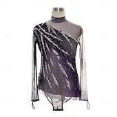 お買い得  男子と少年のフィギュアスケート衣装-フィギュアスケート用トップス 男性用 男の子 アイススケート トップス ダークグレー パッチワーク スパンデックス 高弾性 訓練 競技大会 スケートウェア クラシック クリスタル・ラインストーン 長袖 アイススケート フィギュアスケート