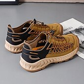 お買い得  バケーションサンダル-メンズスニーカーの赤とベージュのスポーツシューズ。耐久性のあるレースアップシステムと快適なフィット感を備え、ランニング、ハイキング、アドベンチャーに最適です。