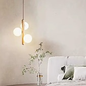 economico Luci a sospensione-Lampada a sospensione a LED bianco caldo a 3 teste, creativa, in pietra e legno, mini lampadario industriale sospeso in vetro, lampada a sospensione da soffitto G9 per isola cucina, sala da pranzo,