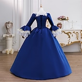 preiswerte Kleider-Vintage Rokoko Renaissance Maxi Kleid Normal Ein Hauch Prinzessin Braut Plissiert Gerüscht Prinzessin Rundhals Kostüm Damen Halloween Karneval Maskerade Leistung Party Halloween Erwachsene Ganzjahres