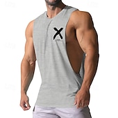 preiswerte Fitness Tank-Tops-Herren Tank Top Weste Unterhemd Ärmelloses Shirt Ärmellos Rundhalsausschnitt Sommer Bedruckt Mode Designer Basic Klassisch Urlaub Straße Ausgehen Schwarz Weiß Rote Top T-Shirt für Herren