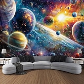 abordables Tapisseries à la lumière noire-Tapisserie lumière noire Brille dans le noir Fête glow UV réactive Ailes d&#039;astronaute Psychédélique Montagne Galaxy brumeuse Tapisserie suspendue Art mural pour Salon Chambre