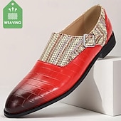 billiga Uttalande Skor-Herr Monk skor Promenad Affär Ledigt PU Läder Vävd nylon Andningsfunktion Bekväm Halksäker Loafers Röd Sommar Vår