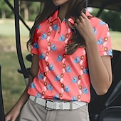 olcso Női ing-US Open Női Teniszing Rövid ujjú Nyomtatott UPF50+ Gyors szárítás Tenisz Golf Tollaslabda Polo gallér Állat Póló Felsők Fehér Sárga Rózsaszín Tenisz ruházat