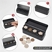 cheap Car Organizers-Car Coin Holder Organizer – Spring-Loaded Coin Storage Box for Penny, Nickel, Dime, Quarter – Compact Dashboard Change Holder for Cars, Trucks, SUVs