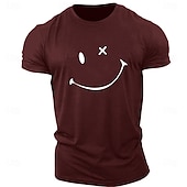 billiga Mäns grafiska t -shirt-Herr Grafiska tryck Abstrakt T-shirt Grafiska utslagsplatser 100 % bomull Kortärmad Grafisk Skjorta Heather Grey Svart Vit Bekväm t-shirt Utomhus Gata Modedesignerkläder