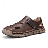 billiga Avslappnade sandaler-herrsandaler bruna friluftssandaler med kardborreband och bekväm design för vandringsresor och vardagsbruk