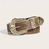 abordables ceinture-Ceinture Femmes PU Brun Kaki Ceinture Taille Quotidien Week-end Fleuri