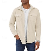preiswerte Herrenjacken &amp; Herrenmäntel-Herren Hemdjacke Überhemden übergangsjacke Täglich Verschleißfest Tasche Sommer Frühling Einfach Klassisch Revers Dunkelgrau Schwarz Gelb Wein Marineblau Jacken