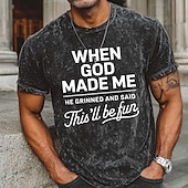 cheap Men&#039;s Graphic T Shirt-Men&#039;s Funny T shirt Tee Washed Shirt Cotton Short Sleeve Graphic Shirt Black Comfortable Tee Street Daily Fashion Designer Clothing
