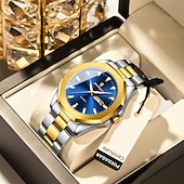 economico Orologi al quarzo-Orologio da polso di lusso da uomo, impermeabile, luminoso, con settimana e data, originale, in acciaio inossidabile, sportivo, al quarzo, da uomo.